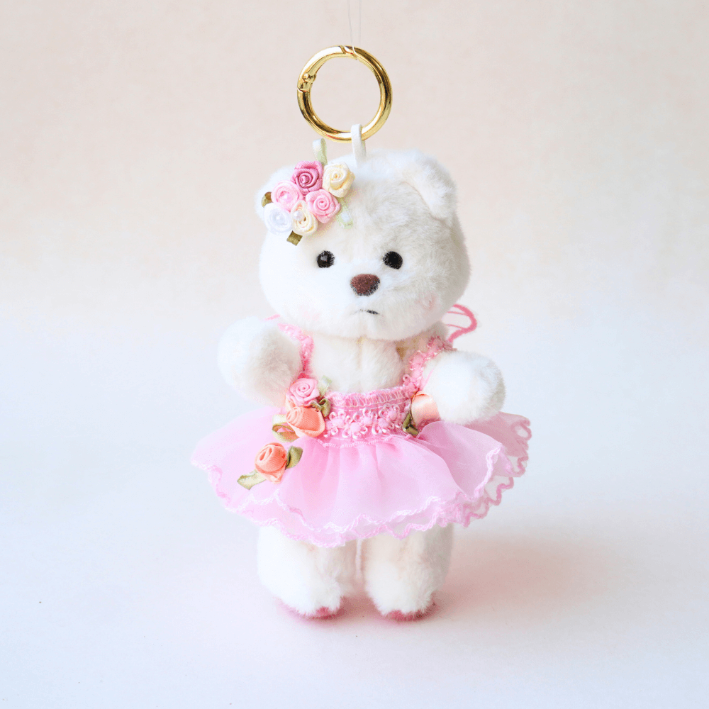 Nubi Teddy Bear Keychain & Ballet Tulle Dress Set - 6 Inches (Bear Included)
