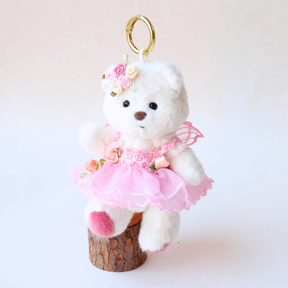 Nubi Teddy Bear Keychain & Ballet Tulle Dress Set - 6 Inches (Bear Included)