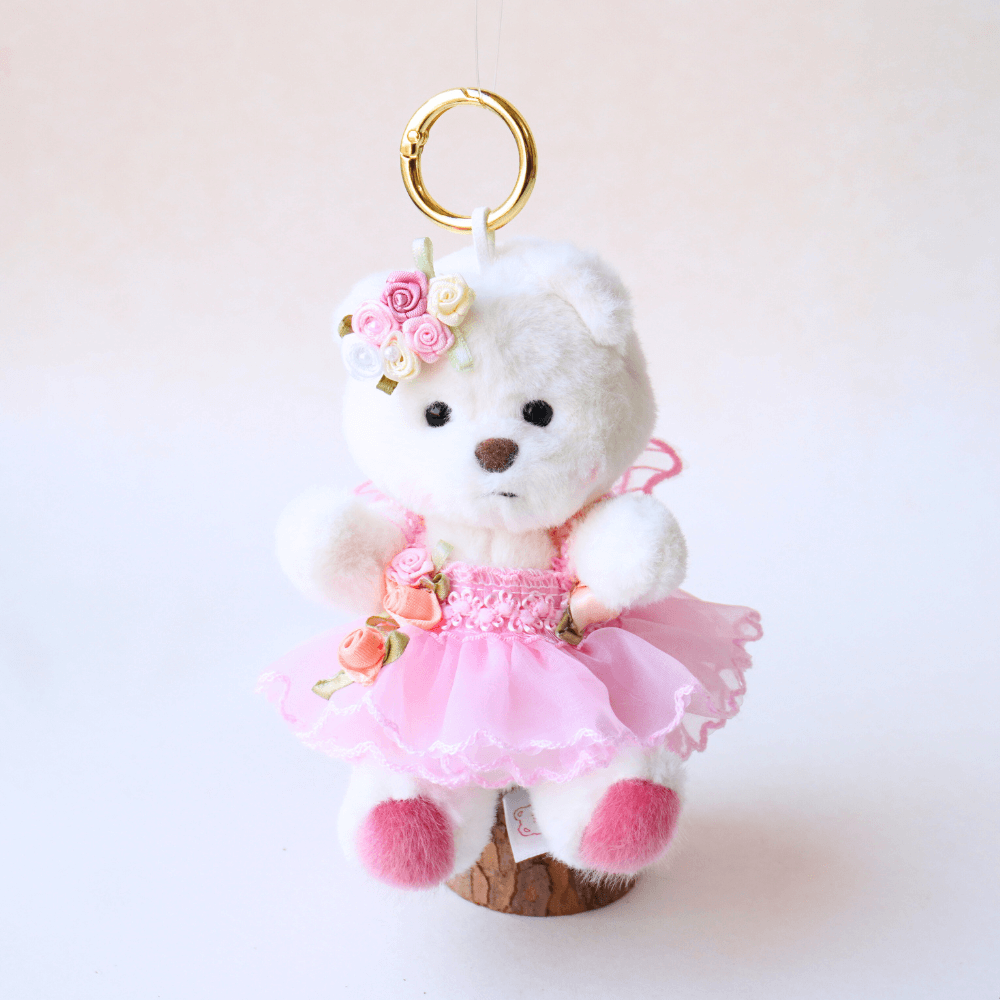 Nubi Teddy Bear Keychain & Ballet Tulle Dress Set - 6 Inches (Bear Included)