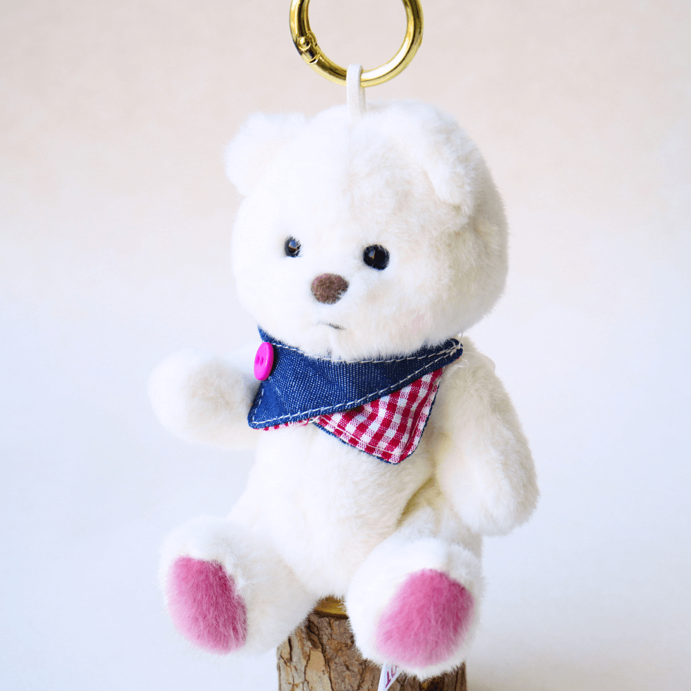 Nubi Teddy Bear Keychain & ColorBlock Scarf - 6 Inches (Bear Included)