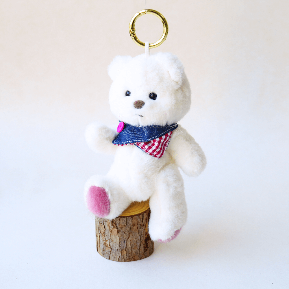 Nubi Teddy Bear Keychain & ColorBlock Scarf - 6 Inches (Bear Included)