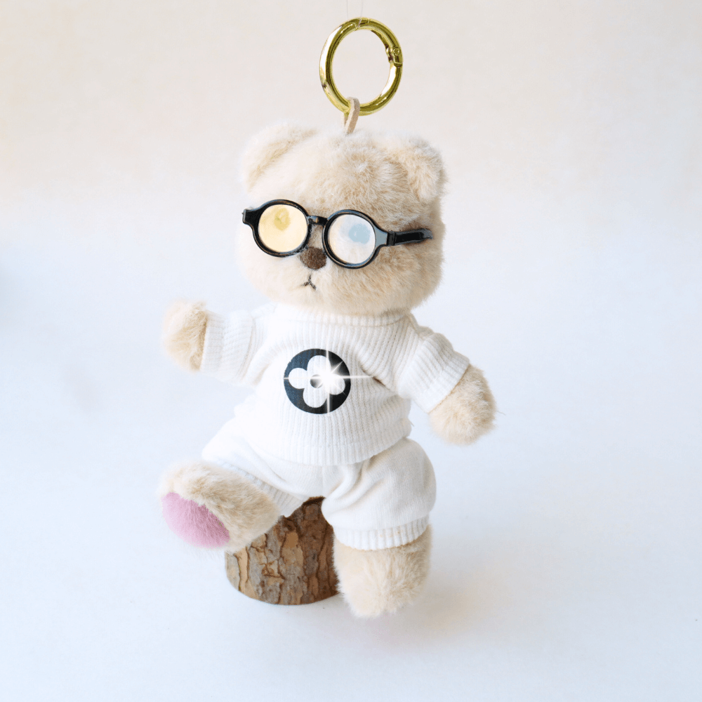 Nubi Teddy Bear Keychain & White Academy Set - 6 Inches (Bear Included)