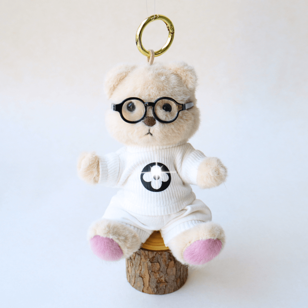 Nubi Teddy Bear Keychain & White Academy Set - 6 Inches (Bear Included)