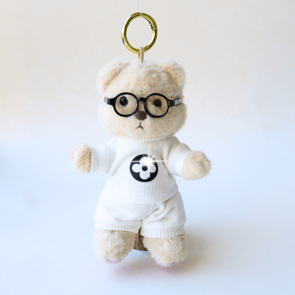 Nubi Teddy Bear Keychain & White Academy Set - 6 Inches (Bear Included)