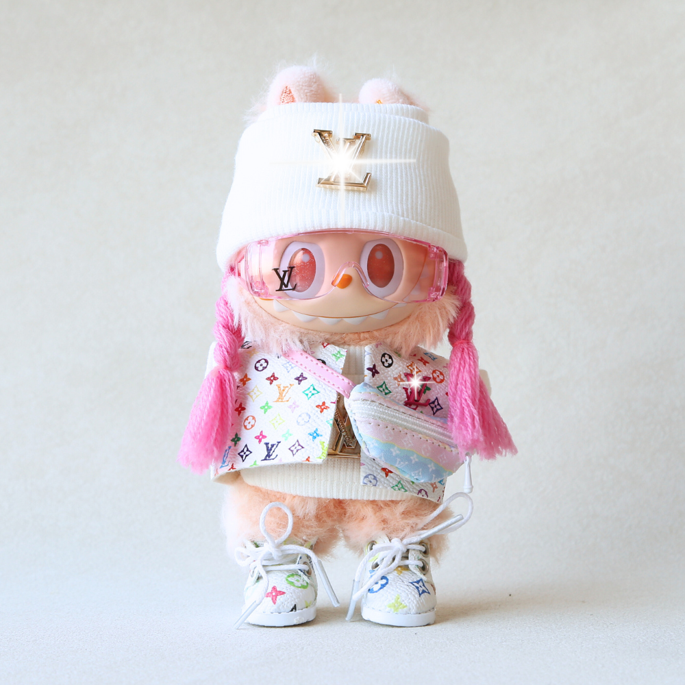 Luxe White Vest Set (6-Piece) Labubu Clothes