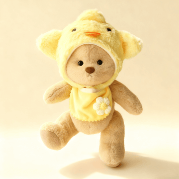 Nubi Teddy Bear with Plush Chick Outfit | Handmade Jointed Stuffed Bear