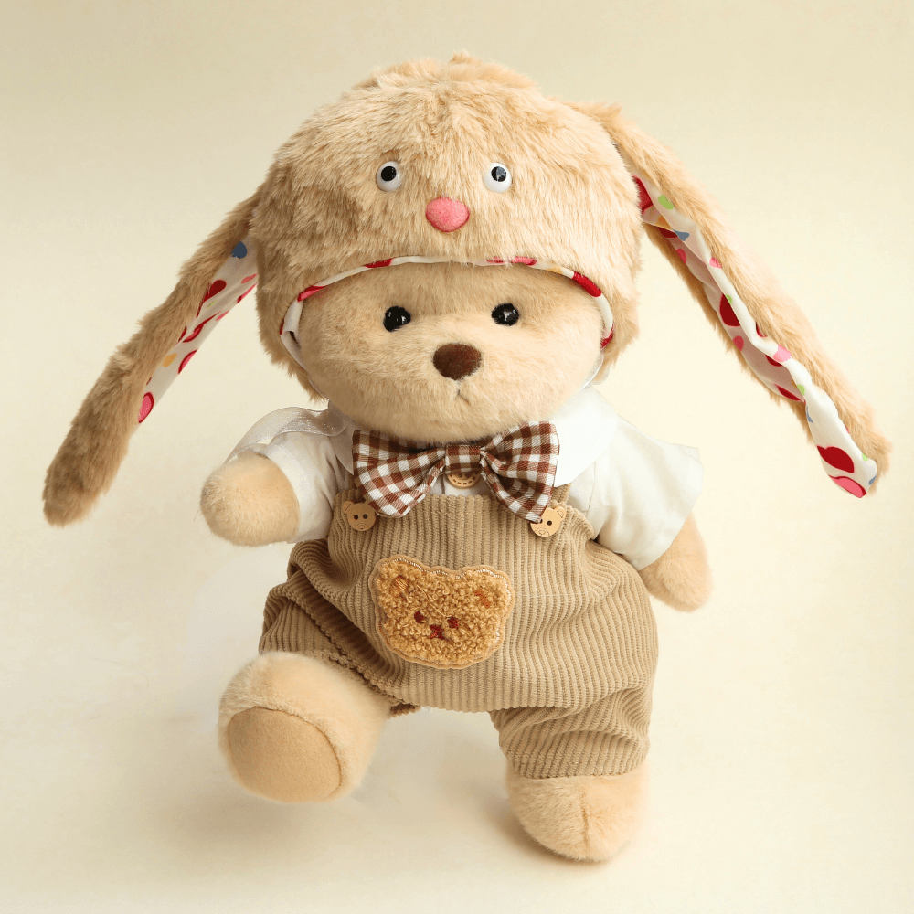 Nubi Teddy Bear with Long-Ear Outfit | Handmade Jointed Stuffed Bear