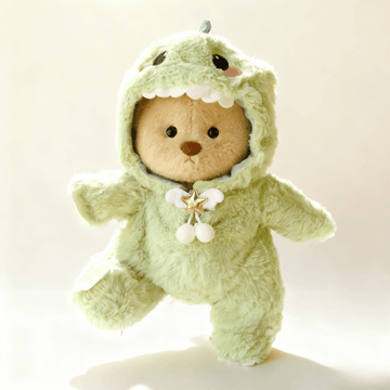 Nubi Teddy Bear with Green Dinosaur Outfit | Handmade Jointed Stuffed Bear