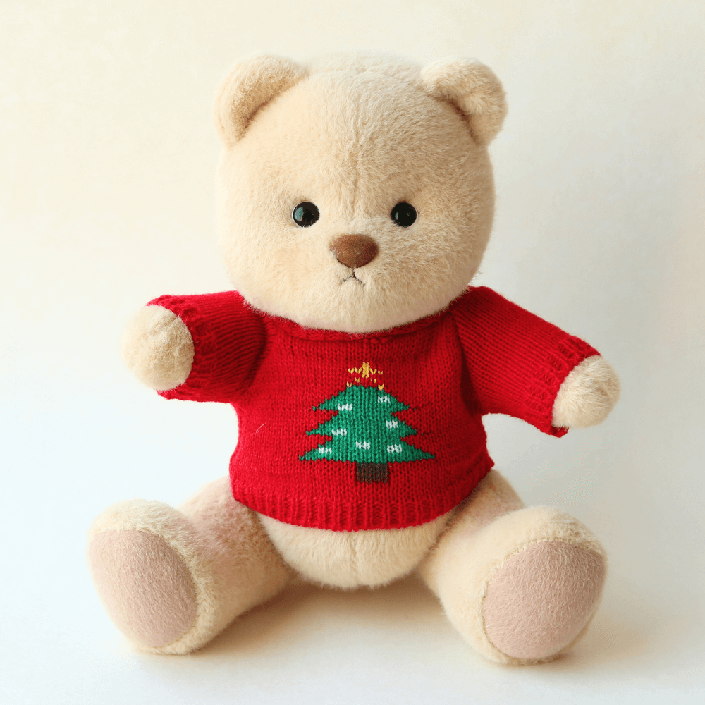 Red Christmas Tree Sweater| Handmade Jointed Stuffed Bear