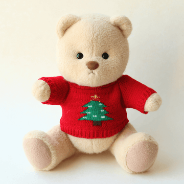 Red Christmas Tree Sweater| Handmade Jointed Stuffed Bear