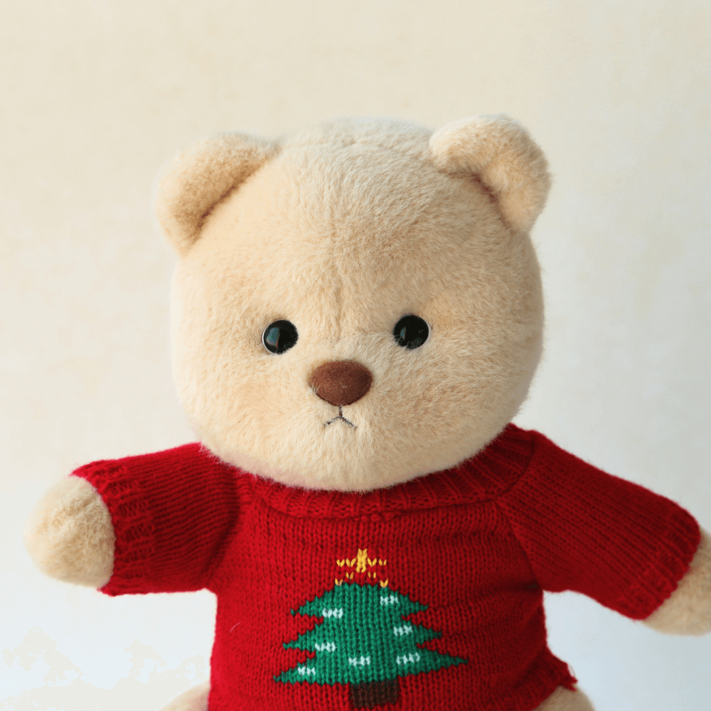 Red Christmas Tree Sweater| Handmade Jointed Stuffed Bear