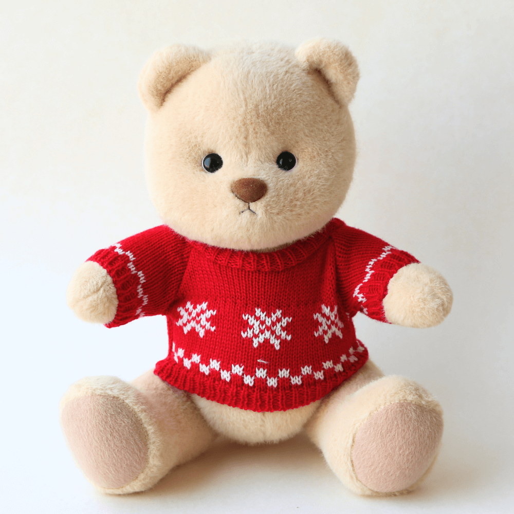 Snowflake Knit Sweater| Handmade Jointed Stuffed Bear