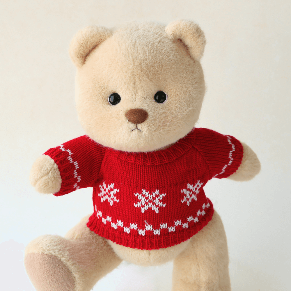 Snowflake Knit Sweater| Handmade Jointed Stuffed Bear