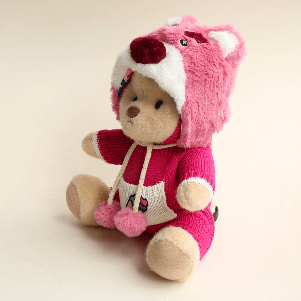 Nubi Teddy Bear with Strawberry Bear Outfit | Handmade Jointed Stuffed Bear