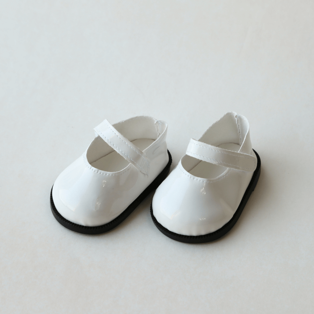 White Leather Shoes - for 12 Inches Bear