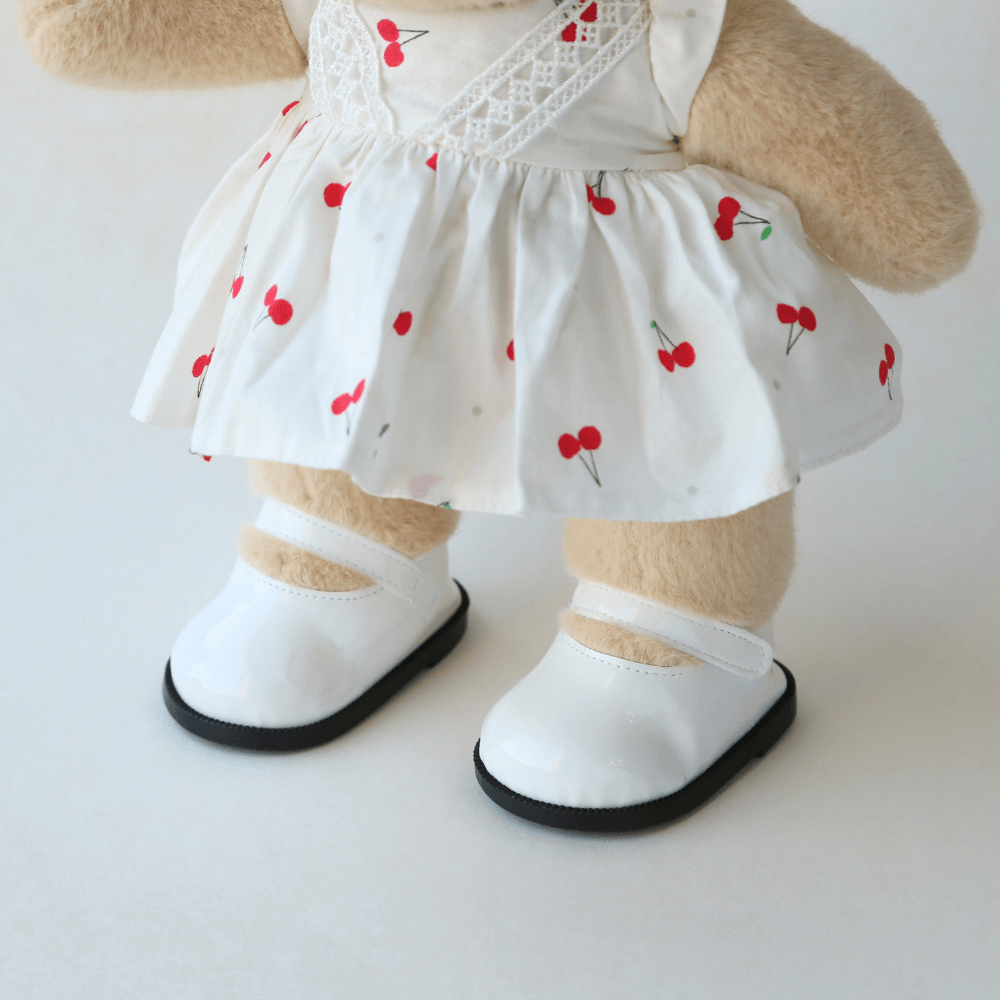 White Leather Shoes - for 12 Inches Bear