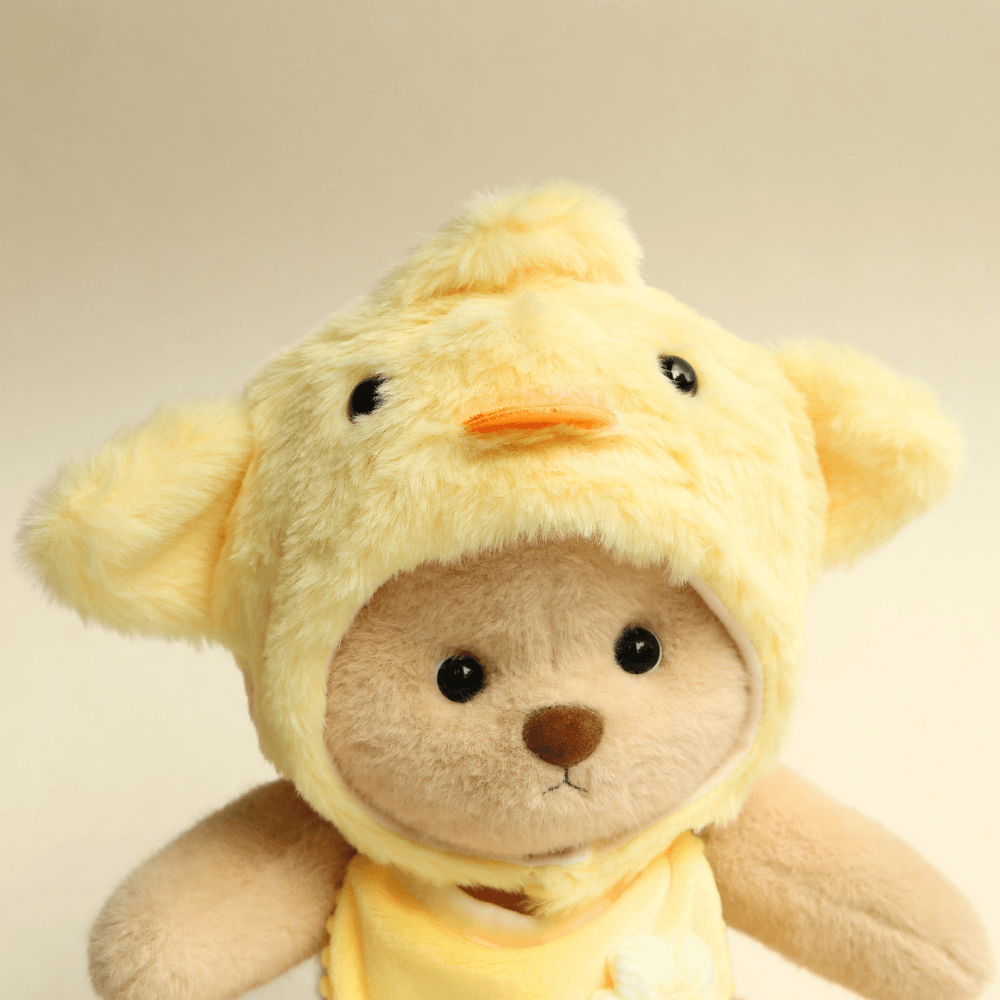Nubi Teddy Bear with Plush Chick Outfit | Handmade Jointed Stuffed Bear
