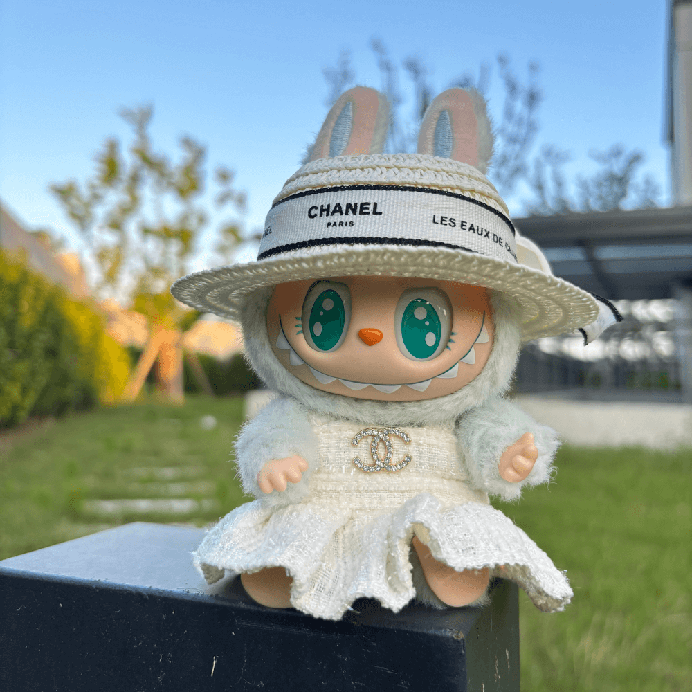 labubu clothes Chanel inspired white