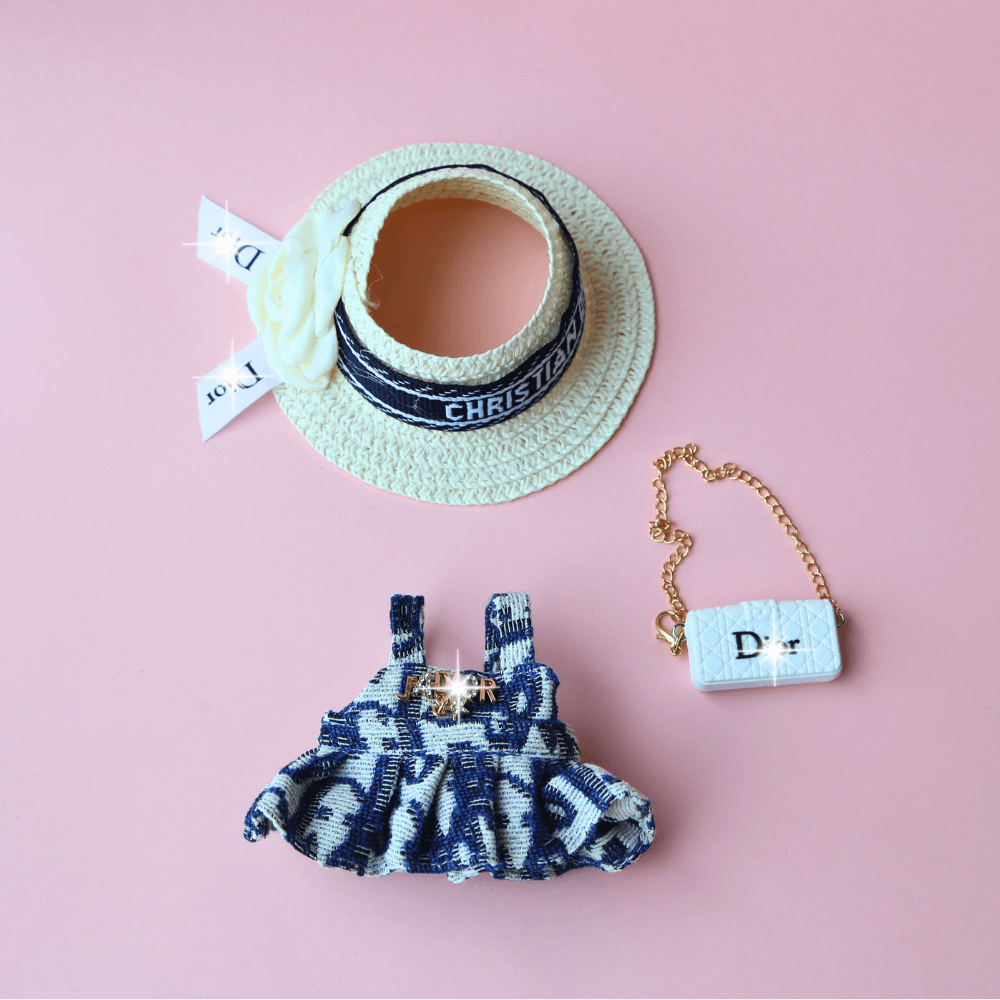 D-Style Labubu Dress, Hat & Bag 3-piece Set - Labubu Fashion Clothes (Bag Included)