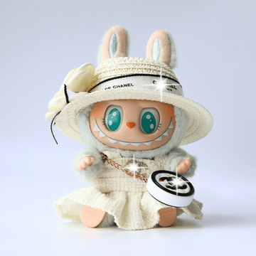 Elegant Straw Hat Set 3-Piec - (Bag Included) Labubu Clothes