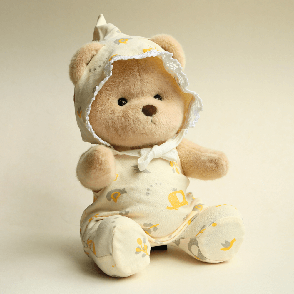 Nubi Teddy Bear with Yellow Pajamas | Handmade Jointed Stuffed Bear