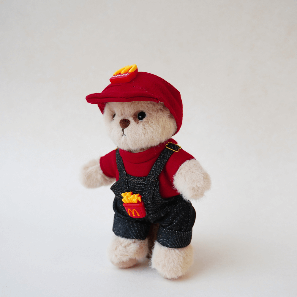 Nubi Teddy Bear Keychain & McDonald's Outfit - 6 Inches (Bear Included)