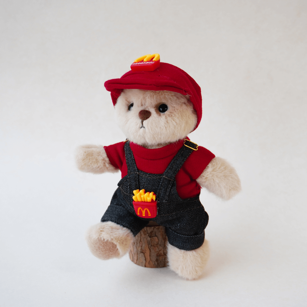 Nubi Teddy Bear Keychain & McDonald's Outfit - 6 Inches (Bear Included)