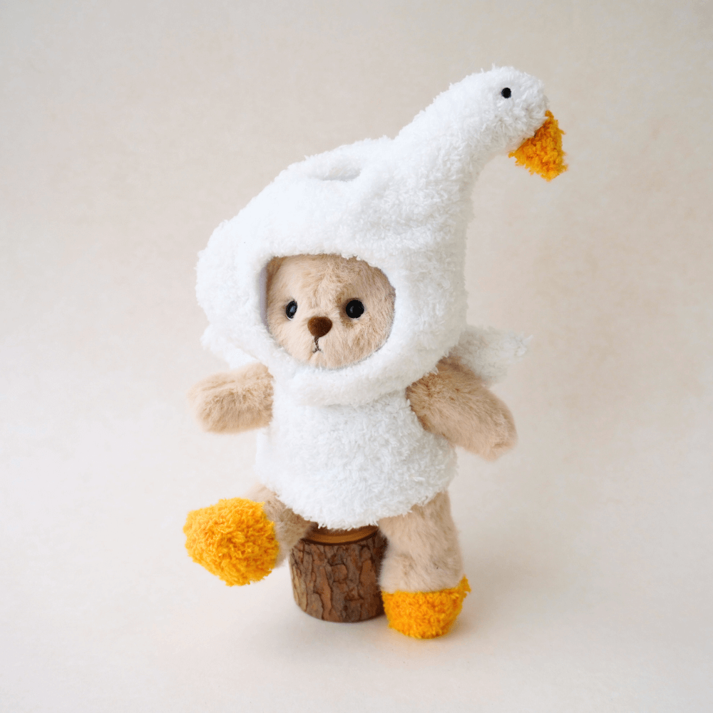 Nubi Teddy Bear Keychain & Fluffy Goose Outfit - 6 Inches (Bear Included)