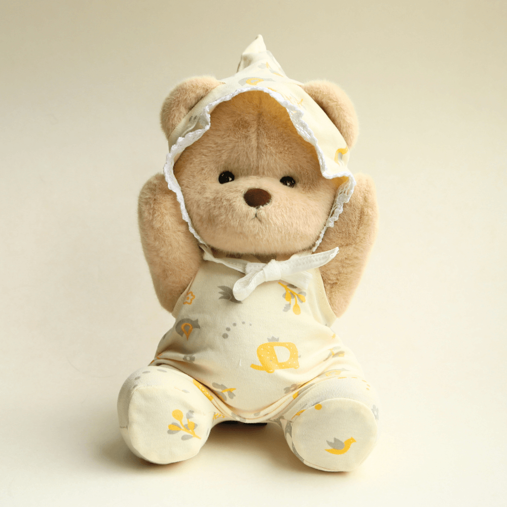 Nubi Teddy Bear with Yellow Pajamas | Handmade Jointed Stuffed Bear