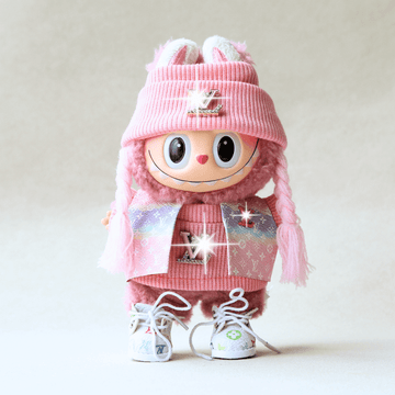Pink Monogram Vest Set (5-Piece)-Labubu Clothes