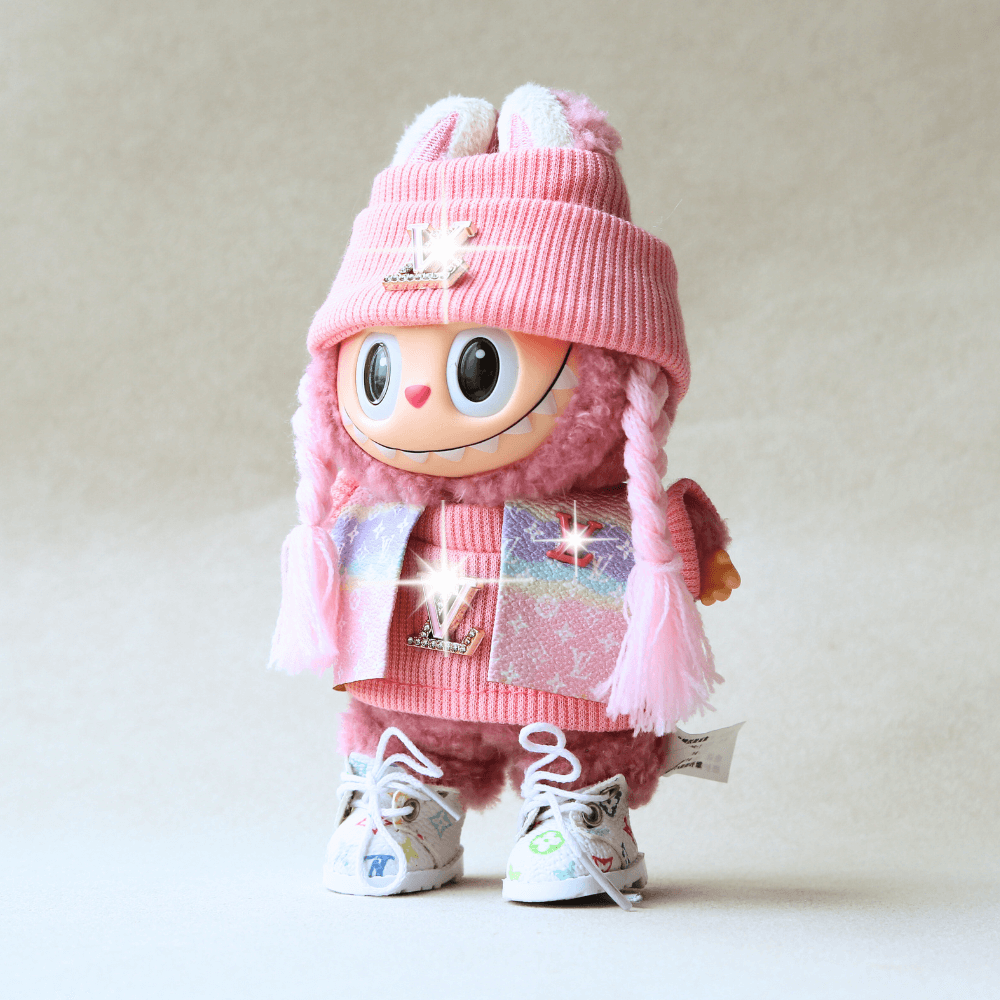 Pink Monogram Vest Set (5-Piece)-Labubu Clothes