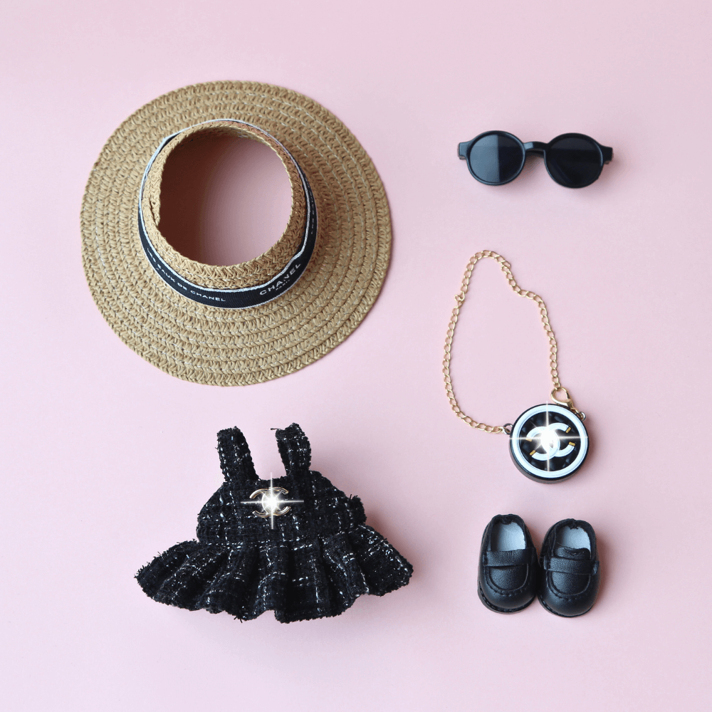Elegant Straw Hat Set 3-Piec - (Bag Included) Labubu Clothes