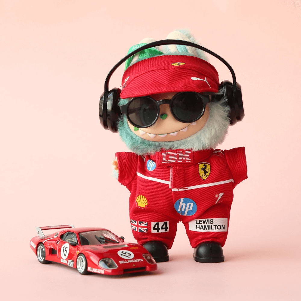 F1 Ferra Racing Suit, Suit & Cap- Labubu Clothes