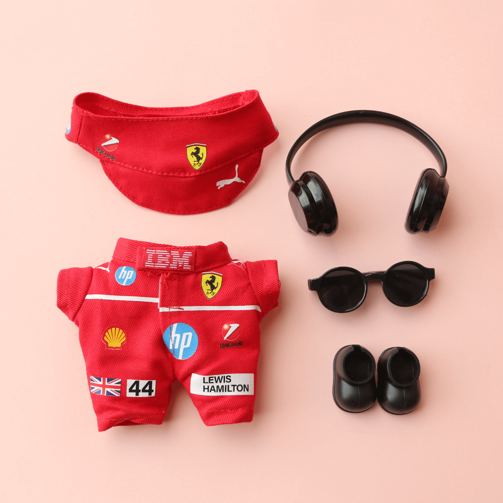 F1 Ferra Racing Suit, Suit & Cap- Labubu Clothes