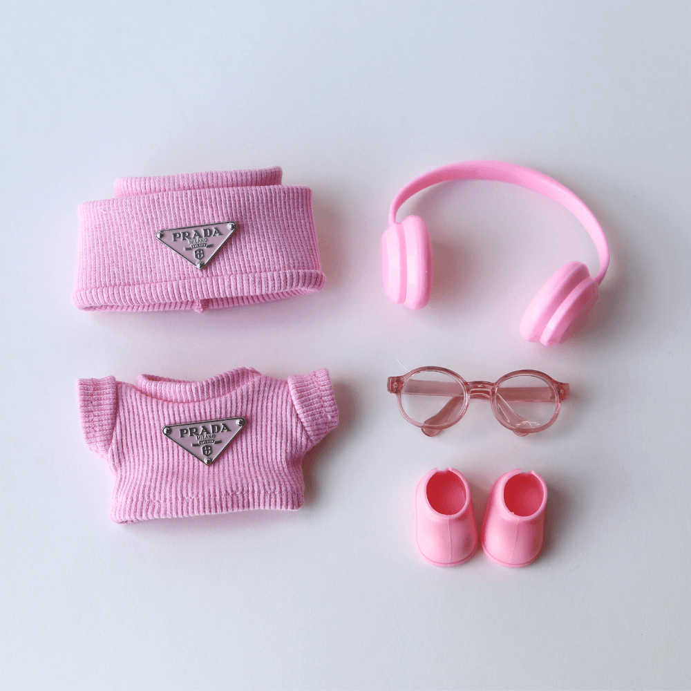 Prada Pink Top & Hat Set  (Metallic Logo)