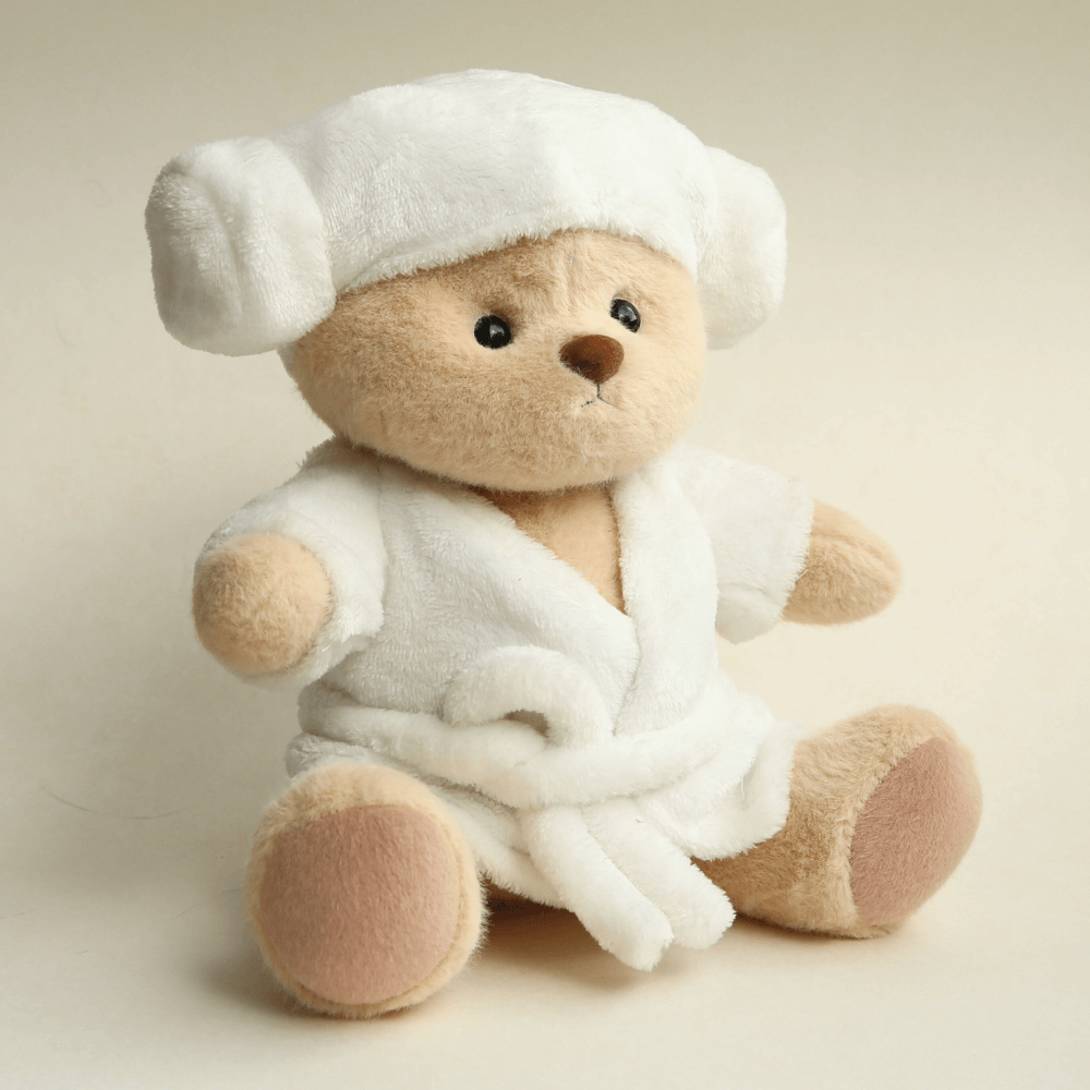 Nubi Teddy Bear with Bathrobe Outfit | Handmade Jointed Stuffed Bear