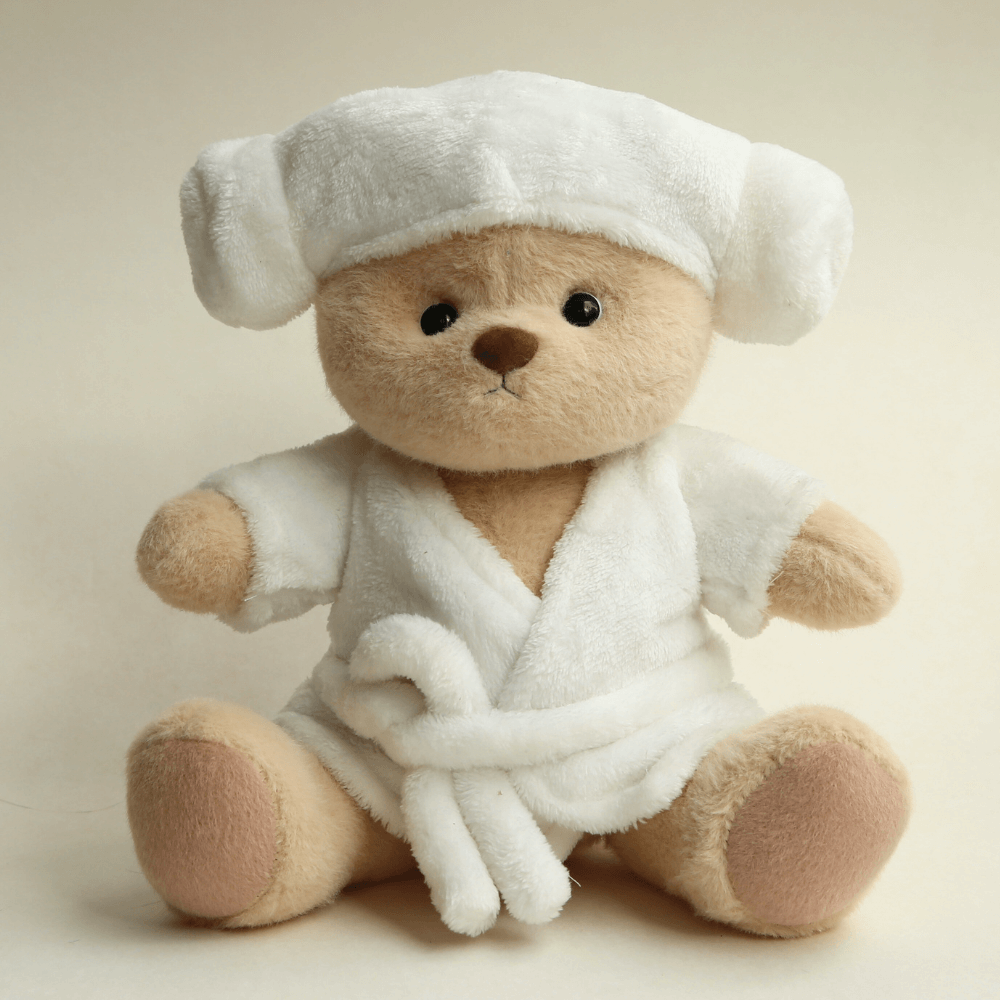 Nubi Teddy Bear with Bathrobe Outfit | Handmade Jointed Stuffed Bear