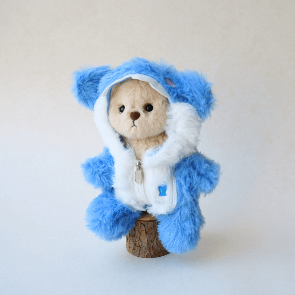 Nubi Teddy Bear & Blue Fuzzy Shark Set - 6 Inches (Bear Included)