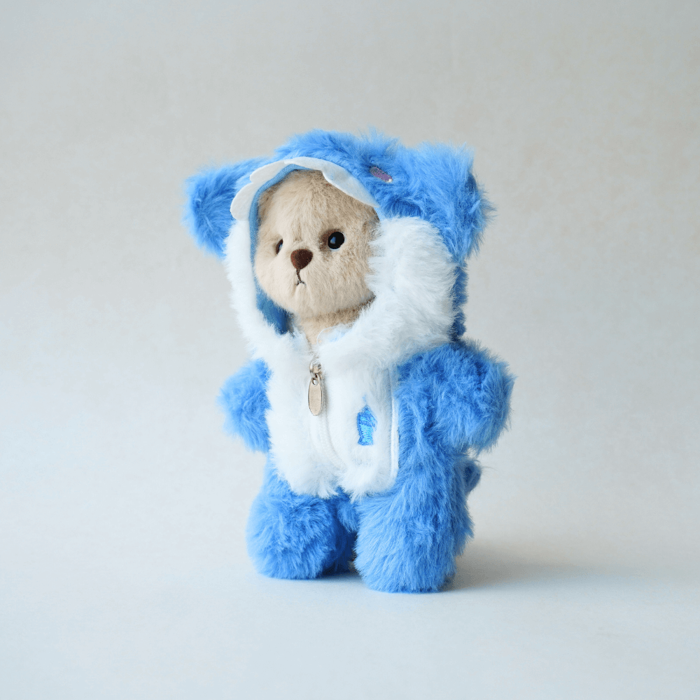 Nubi Teddy Bear & Blue Fuzzy Shark Set - 6 Inches (Bear Included)