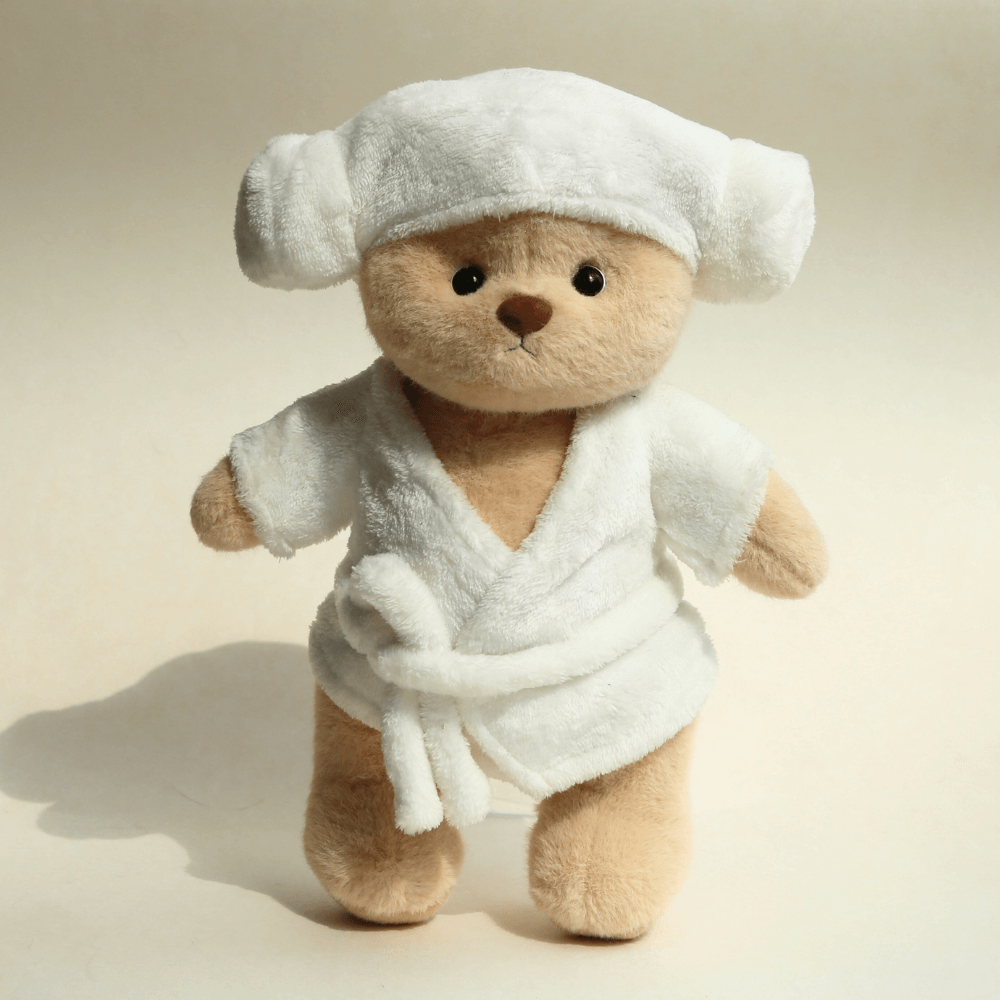 Nubi Teddy Bear with Bathrobe Outfit | Handmade Jointed Stuffed Bear