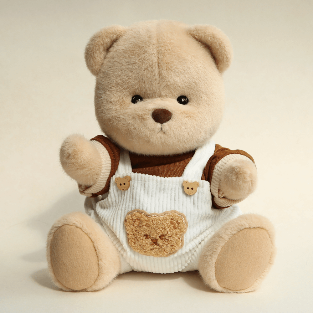 Nubi Teddy Bear with Overalls Outfit | Handmade Jointed Stuffed Bear