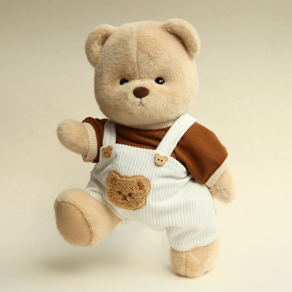 Nubi Teddy Bear with Overalls Outfit | Handmade Jointed Stuffed Bear