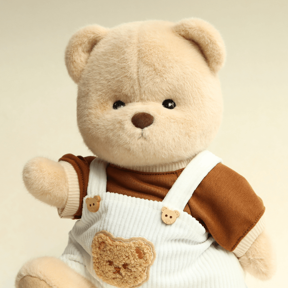 Nubi Teddy Bear with Overalls Outfit | Handmade Jointed Stuffed Bear