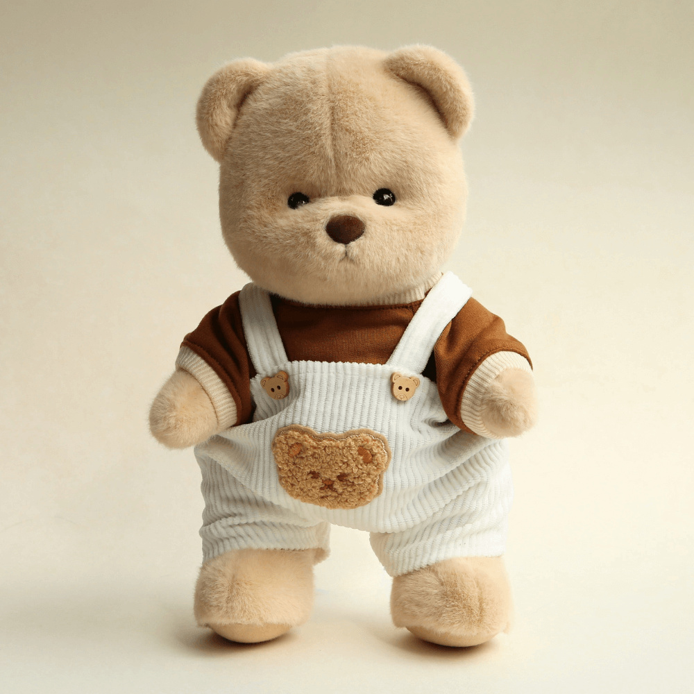 Nubi Teddy Bear with Overalls Outfit | Handmade Jointed Stuffed Bear