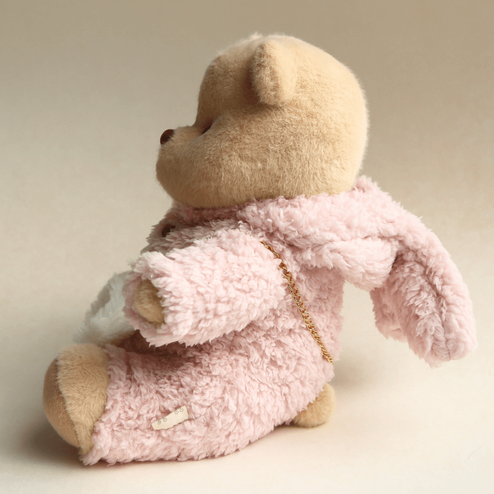 Nubi Teddy Bear with Strawberry Bunny Outfit | Handmade Jointed Stuffed Bear