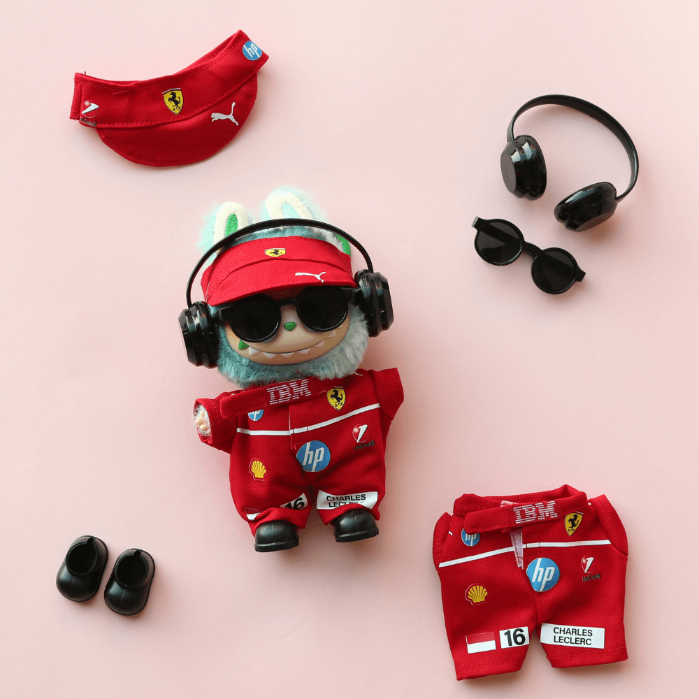 F1 Ferra Racing Suit, Suit & Cap- Labubu Clothes