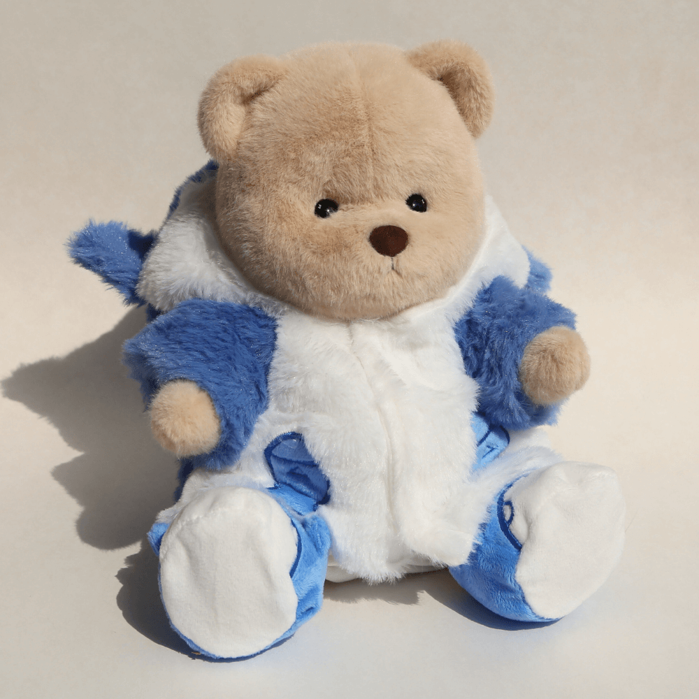 Nubi Teddy Bear with Blue Shark Outfit | Handmade Jointed Stuffed Bear