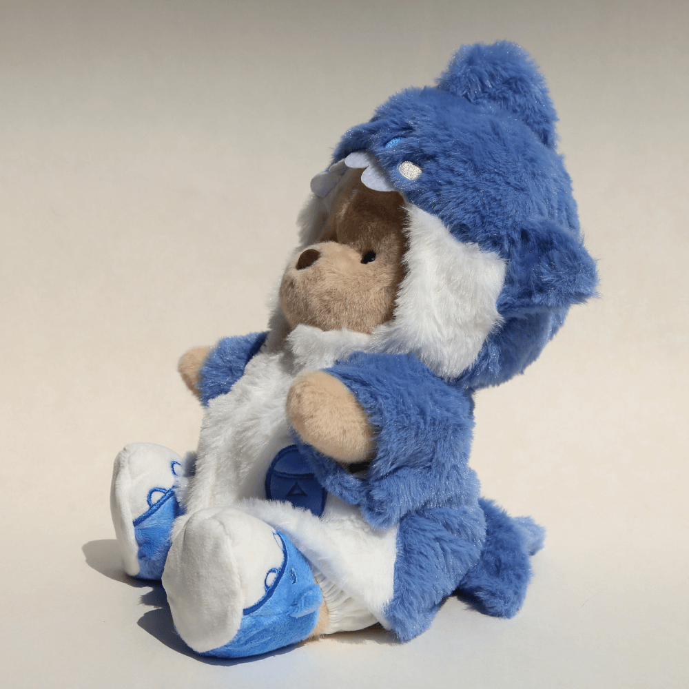 Nubi Teddy Bear with Blue Shark Outfit | Handmade Jointed Stuffed Bear
