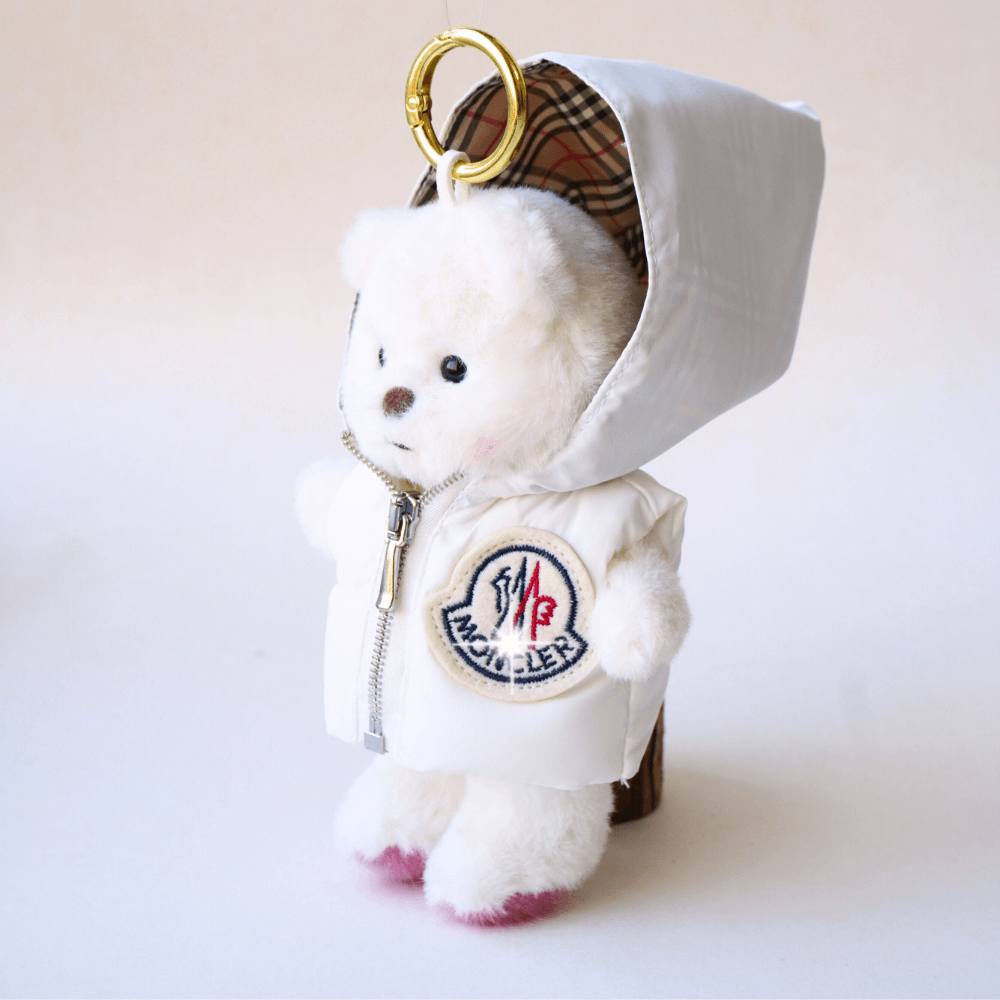 Nubi Teddy Bear Keychain & Monc-Style Puff Vest Set- 6 Inches (Bear Included)
