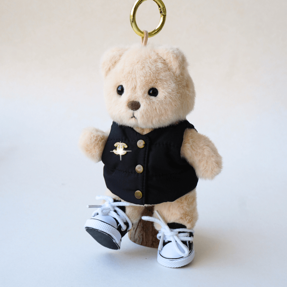 Nubi Teddy Bear Keychain & Puffer Vest Set - 6 Inches (Bear Included)